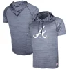 Men's Stitches Heathered Navy Atlanta Braves Raglan Short Sleeve Pullover Hoodie