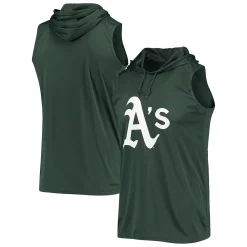 Men's Stitches Green Oakland Athletics Sleeveless Pullover Hoodie