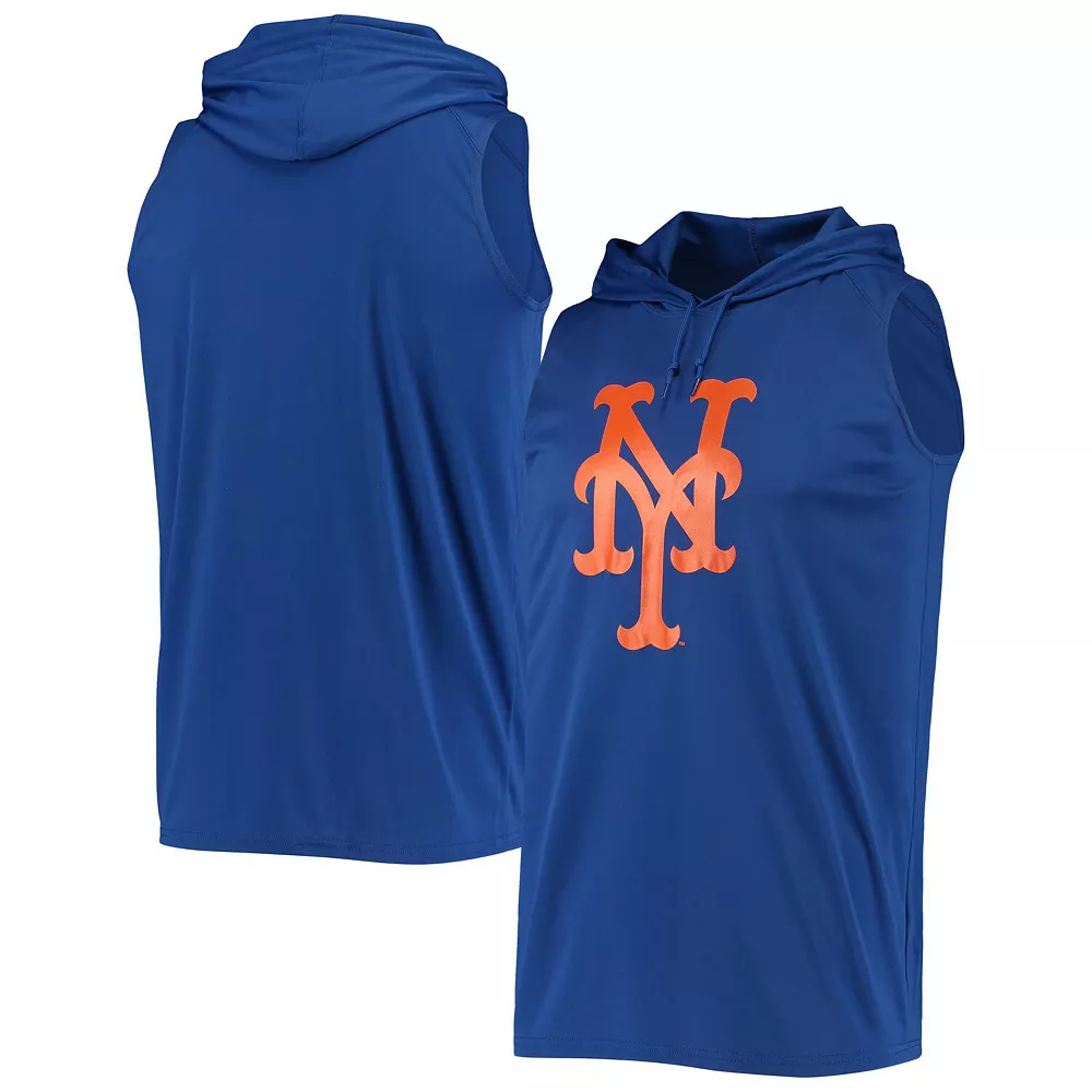 Men's Stitches Royal New York Mets Sleeveless Pullover Hoodie