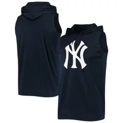 Men's Stitches Navy New York Yankees Sleeveless Pullover Hoodie