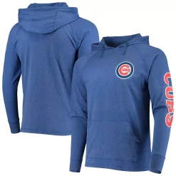 Men's Stitches Heathered Royal Chicago Cubs Hit Raglan Pullover Hoodie
