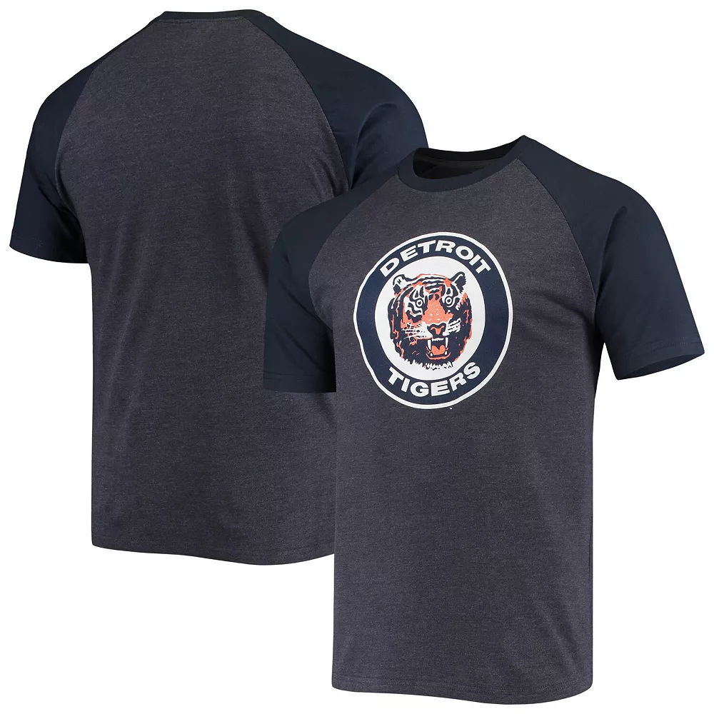 Men's Stitches Heathered Navy Detroit Tigers Raglan T-Shirt 4 Men's Stitches Heathered Navy Detroit Tigers Raglan T-Shirt - Image 2