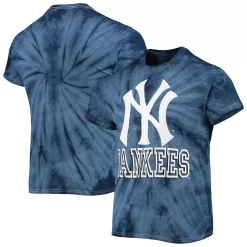 Men's Stitches Navy New York Yankees Spider Tie-Dye T-Shirt
