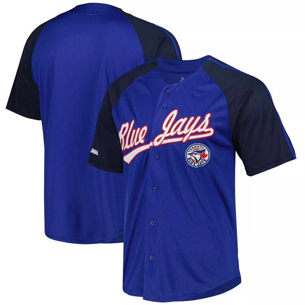 Men's Stitches Royal Toronto Blue Jays Button-Down Raglan Replica Jersey