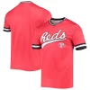 Men's Stitches Red/Black Cincinnati Reds Cooperstown Collection V-Neck Team Color Jersey