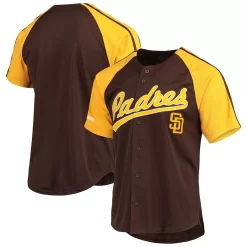 Men's Stitches Brown San Diego Padres Button-Down Raglan Replica Jersey