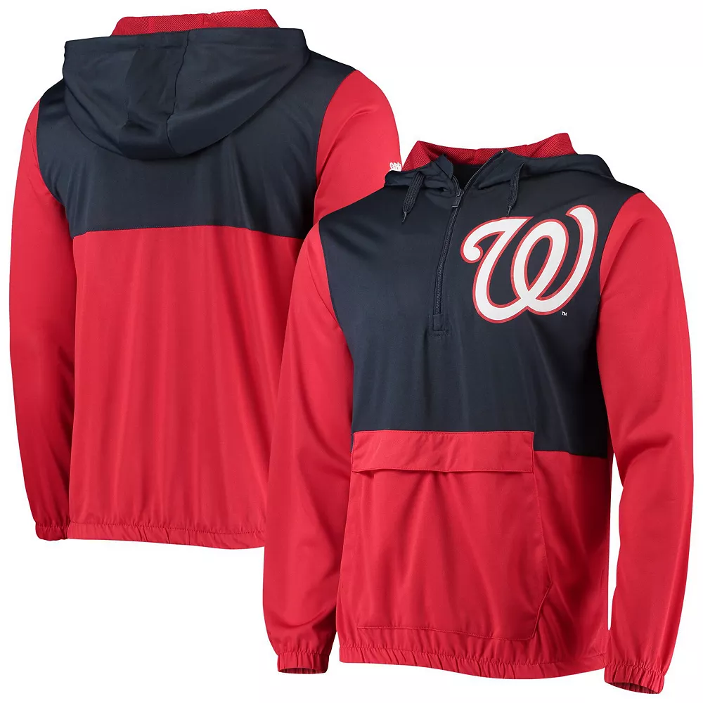 Men's Stitches Red/Navy Washington Nationals Anorak Hoodie Half-Zip Jacket - Image 2