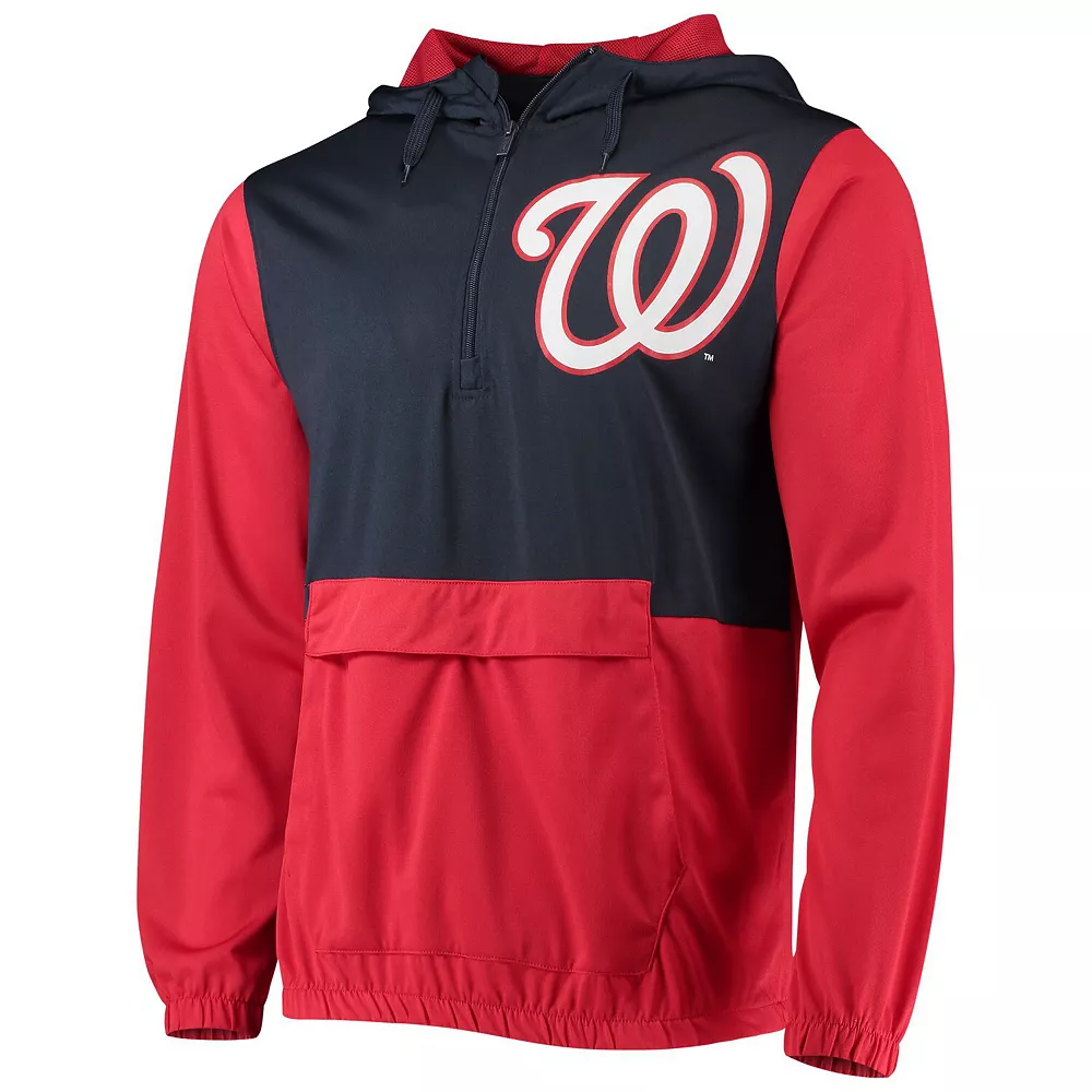 Men's Stitches Red/Navy Washington Nationals Anorak Hoodie Half-Zip Jacket - Image 3