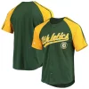 Men's Stitches Green Oakland Athletics Button-Down Raglan Replica Jersey