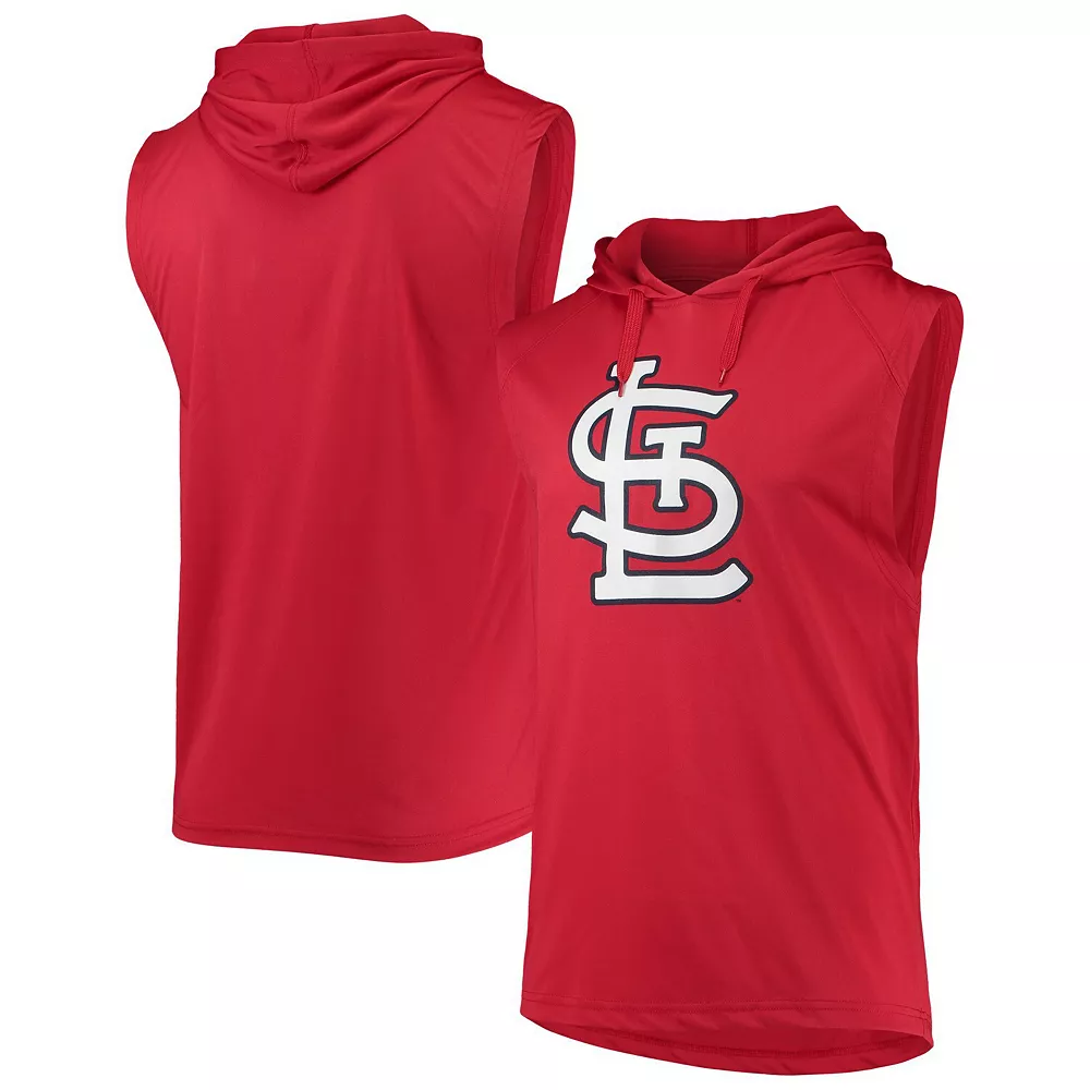 Men's Stitches Red St. Louis Cardinals Sleeveless Pullover Hoodie