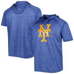 Men's Stitches Royal New York Mets Space-Dye Raglan Hoodie T-Shirt